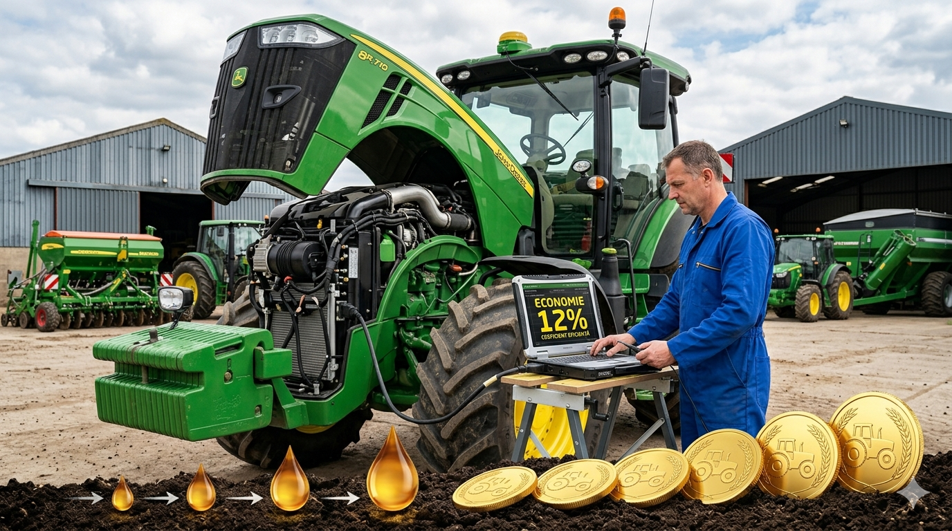 Specialist diagnostic tractor cu laptop, optimizare soft ECU pentru reducerea consumului de motorină